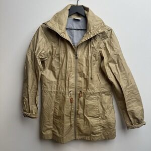 Columbia Mens Medium Brown Lightweight Windbreaker‎ Jacket Drawstrings Full Zip
